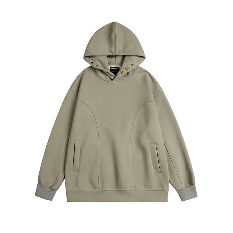 Unisex Oversize Kapuzenpullover mit Druckknopffunnel und Teilungsnähten Nord Taschen