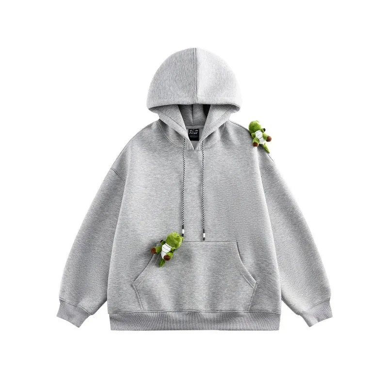 Unisex Oversize-Kapuzenpullover aus French-Terry mit Kängurutasche und abnehmbaren Plüschanhänger Nord Taschen