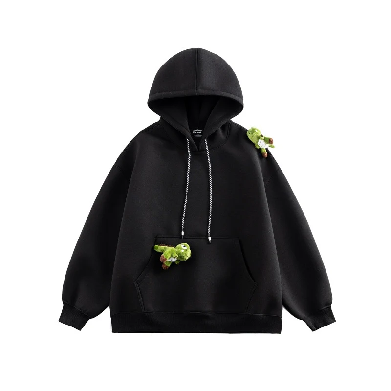 Unisex Oversize-Kapuzenpullover aus French-Terry mit Kängurutasche und abnehmbaren Plüschanhänger Nord Taschen