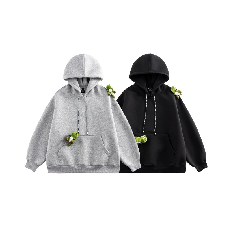 Unisex Oversize-Kapuzenpullover aus French-Terry mit Kängurutasche und abnehmbaren Plüschanhänger Nord Taschen