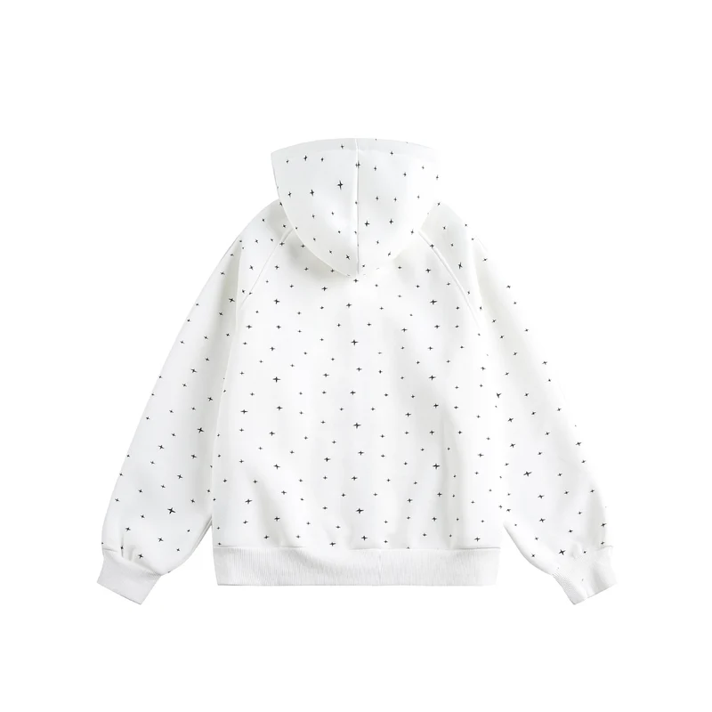 Unisex Oversize-Kapuzenjacke mit Sternchen-Print und durchgehendem Reißverschluss Nord Taschen