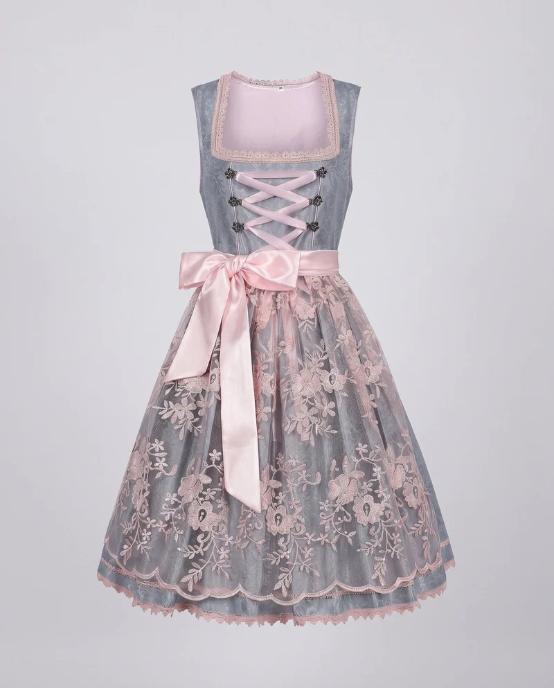 Dirndl Kleid für Damen mit floralen Applikationen und elegantem Taillengürtel Nord Taschen
