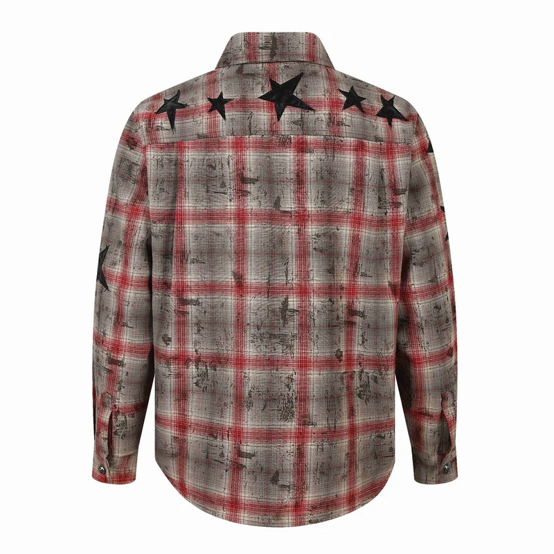 Damen Hemdenjacke im Oversize‑Schnitt mit Sternapplikationen Nord Taschen