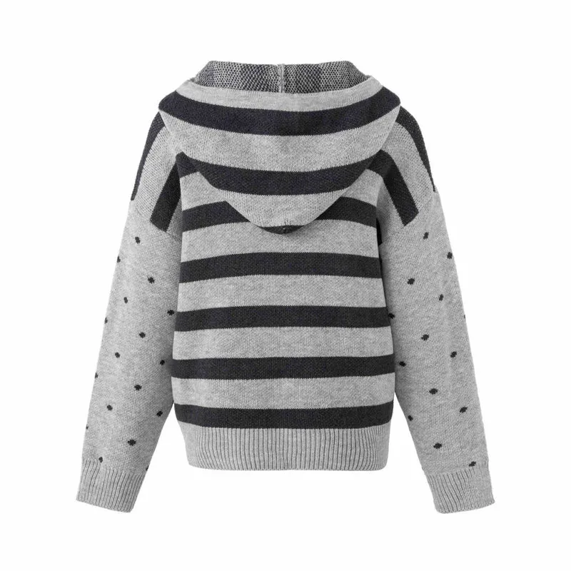 Damen Grobstrick Kapuzen‑Zipjacke mit musikalischem Jacquardmuster Nord Taschen