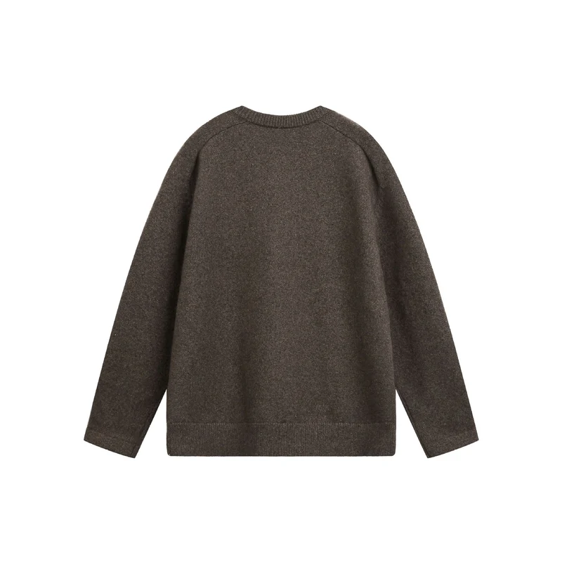 Damen Grobstrick-Henley-Pullover im Oversize-Schnitt mit Knopfleiste Nord Taschen