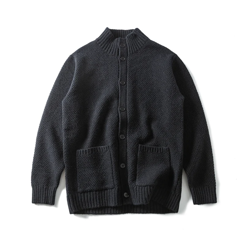 Damen Grobstrick-Cardigan mit hohem Rippkragen, Knopfleiste und aufgesetzten Taschen Nord Taschen