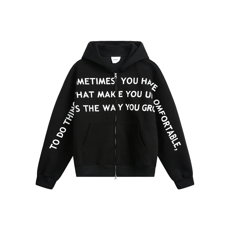 Unisex Oversize Kapuzen-Zipjacke mit Zwei-Wege-Reißverschluss und Statement-Print Nord Taschen