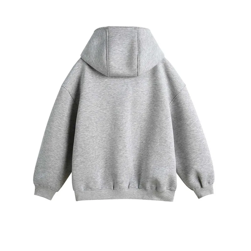 Unisex Oversize Kapuzen‑Zipjacke mit asymmetrischem Reißverschluss und hohem Funnelkragen Nord Taschen