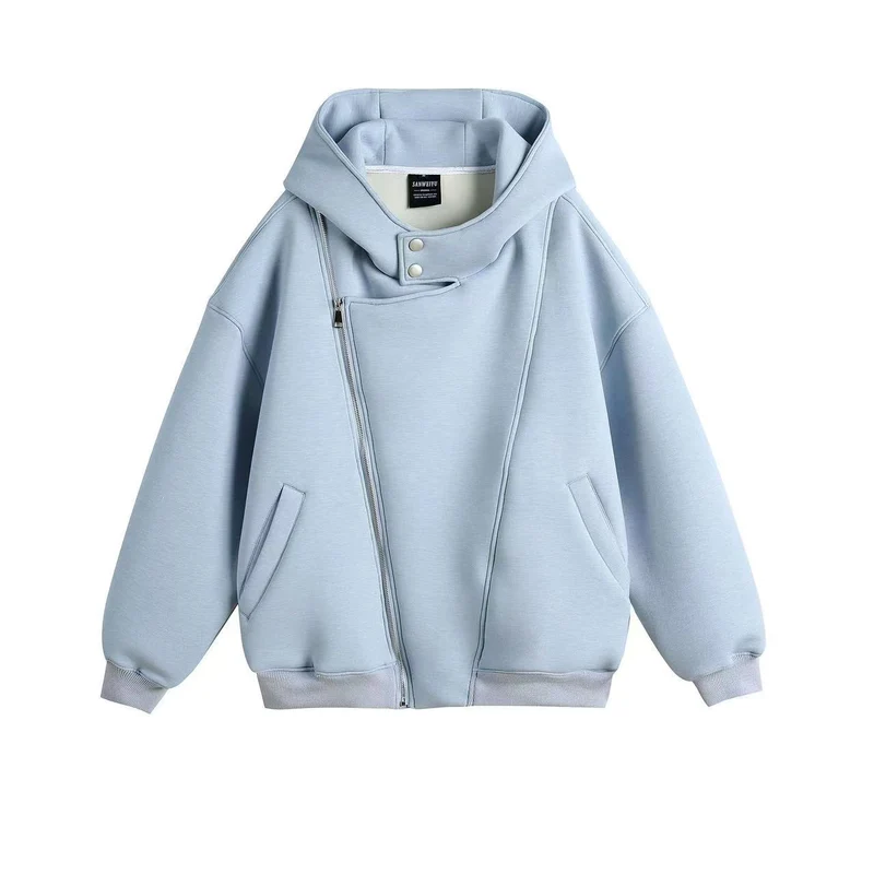 Unisex Oversize Kapuzen‑Zipjacke mit asymmetrischem Reißverschluss und hohem Funnelkragen Nord Taschen
