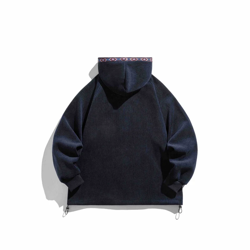 Unisex Oversize Kapuzen-Zipjacke aus geripptem French‑Terry mit Zierband Nord Taschen