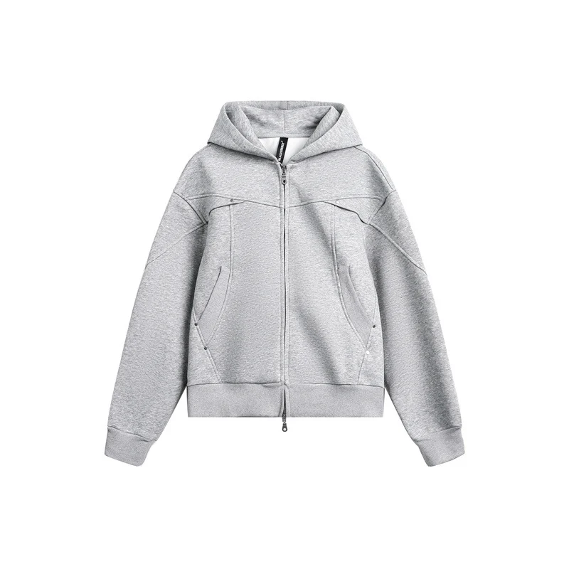 Unisex Oversize Kapuzen-Sweatjacke mit Zwei-Wege-Reißverschluss Nord Taschen