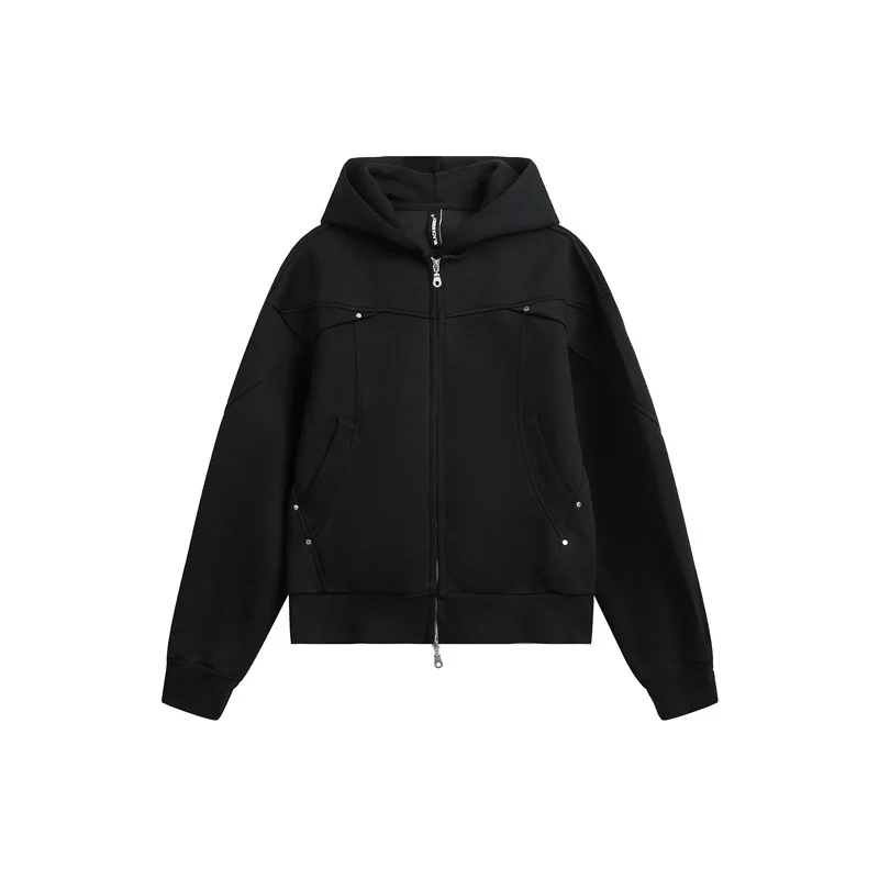 Unisex Oversize Kapuzen-Sweatjacke mit Zwei-Wege-Reißverschluss Nord Taschen