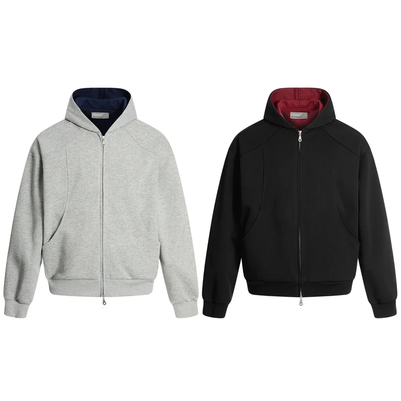 Unisex Oversize Kapuzen-Sweatjacke aus French-Terry mit Raglanärmeln und Zweiwegreißverschluss Nord Taschen