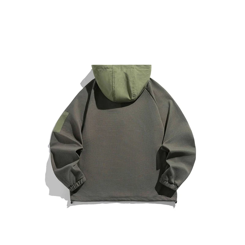 Unisex Oversize Kapuzen-Anorak-Pullover mit halber Druckknopfleiste, Utility-Ärmeltasche und Thermostruktur Nord Taschen