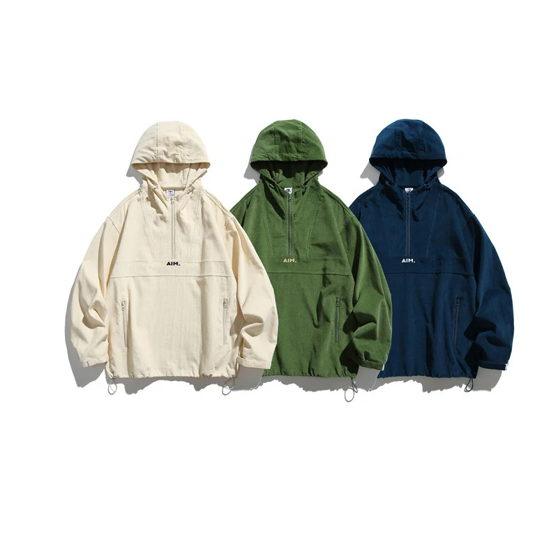 Unisex Oversize Kapuzen-Anorak mit Halbzip, Tunnelzug und Reißverschlusstaschen Nord Taschen