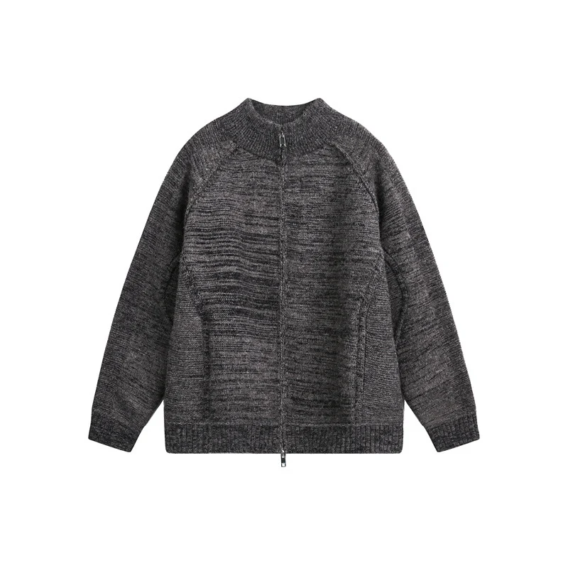Unisex Grobstrick-Zipjacke mit hohem Stehkragen und Zwei-Wege-Reißverschluss Nord Taschen