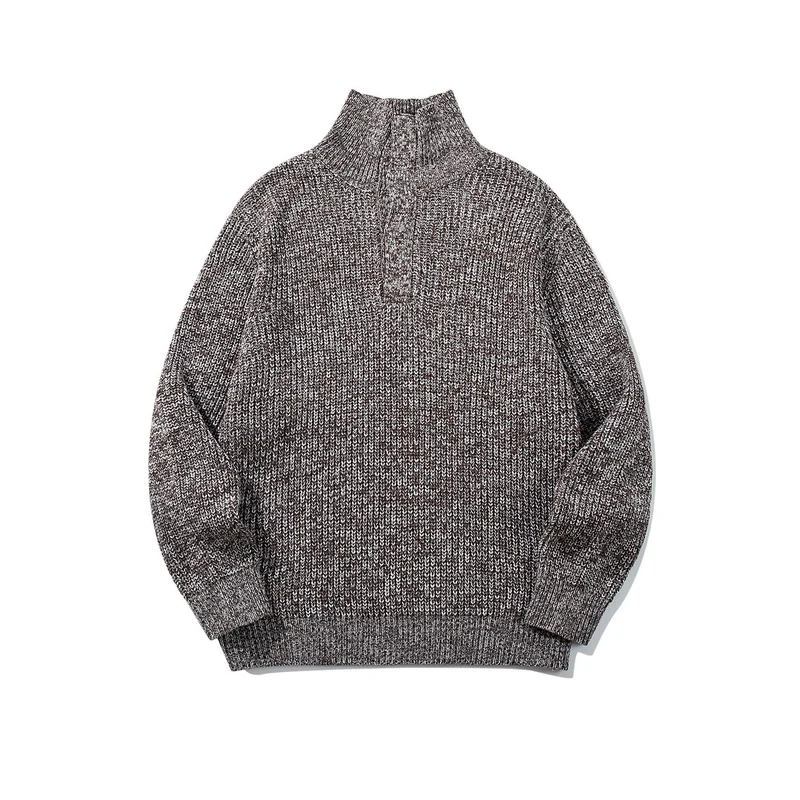 Unisex Grobgestrickter Rollkragenpullover mit halber Knopfleiste Nord Taschen