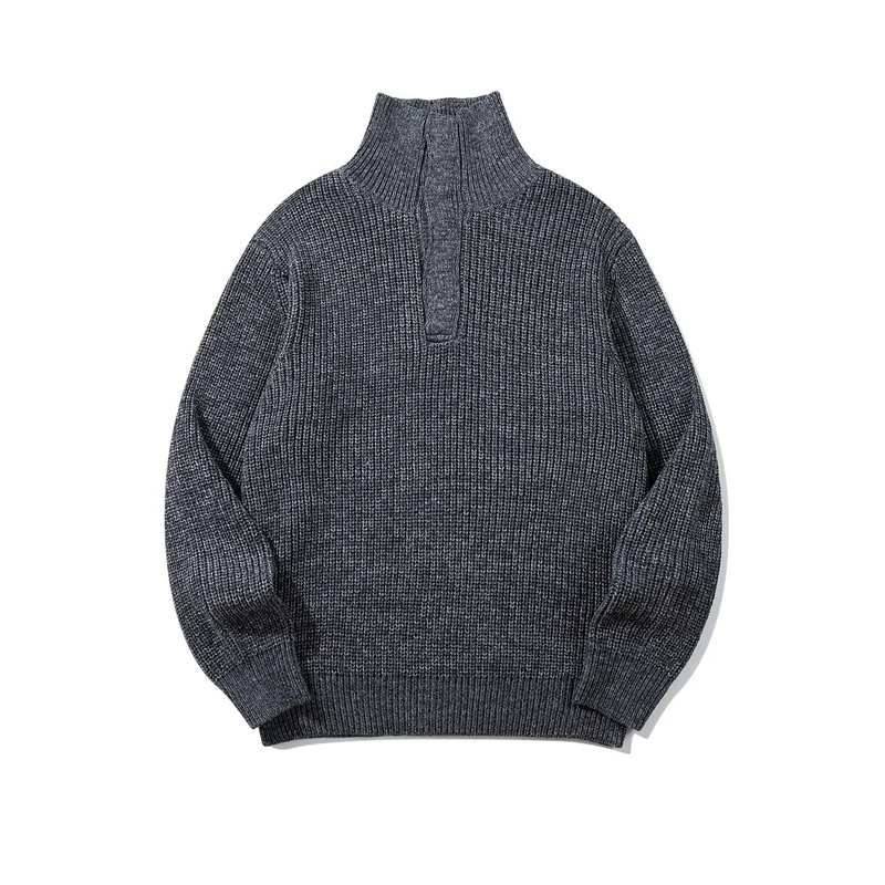 Unisex Grobgestrickter Rollkragenpullover mit halber Knopfleiste Nord Taschen