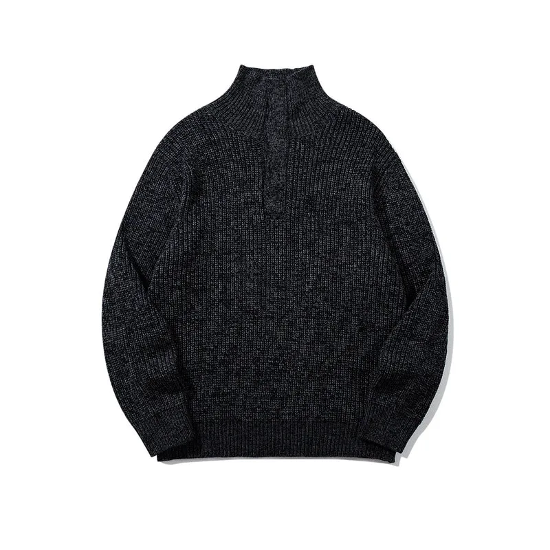 Unisex Grobgestrickter Rollkragenpullover mit halber Knopfleiste Nord Taschen
