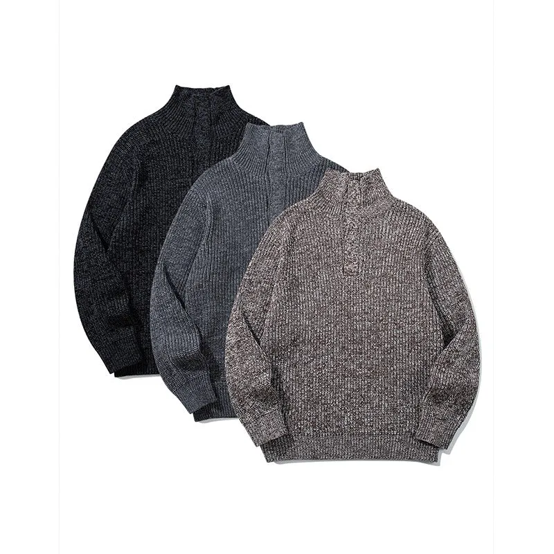 Unisex Grobgestrickter Rollkragenpullover mit halber Knopfleiste Nord Taschen