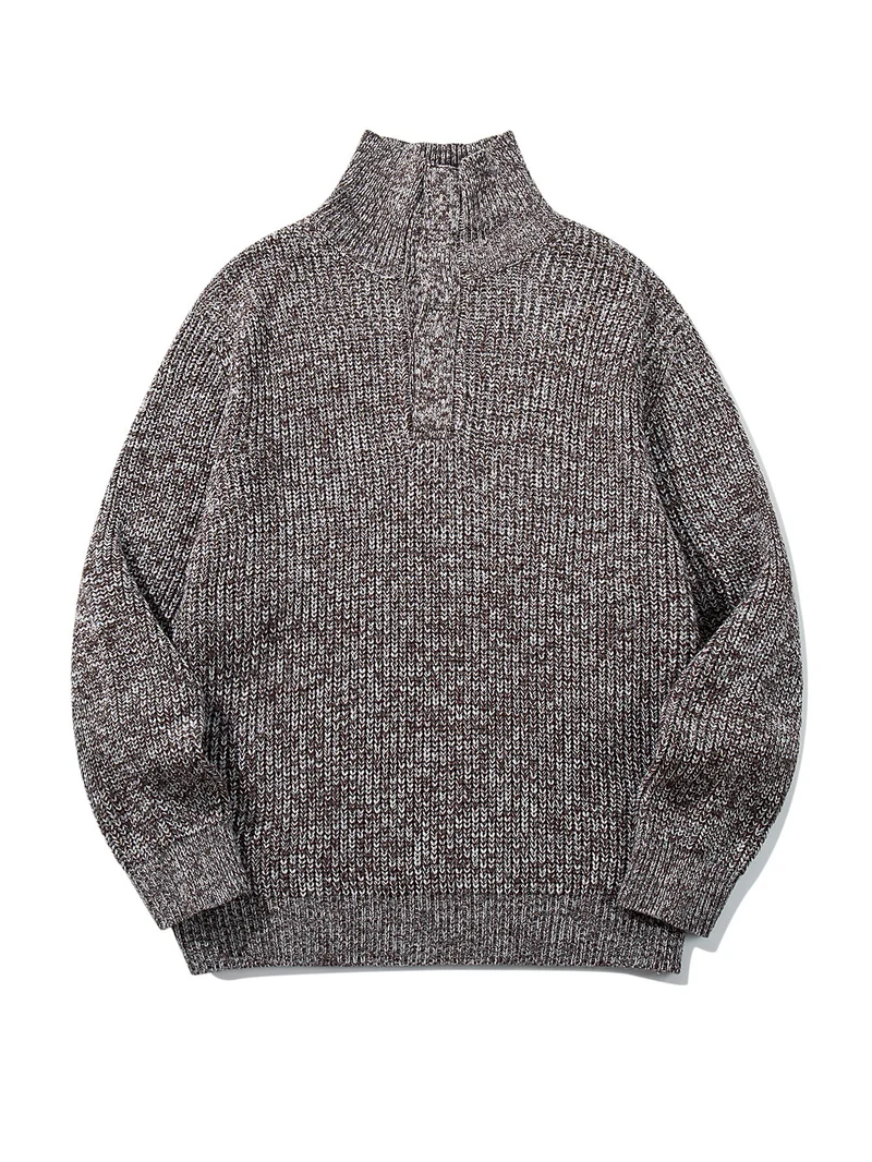 Unisex Grobgestrickter Rollkragenpullover mit halber Knopfleiste Nord Taschen