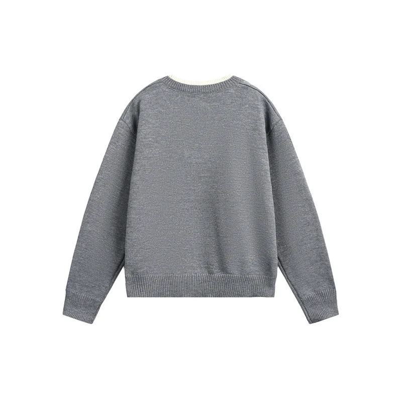 Unisex Grobgestrickter Pullover mit V‑Knopfleiste und Lagenkragen Nord Taschen