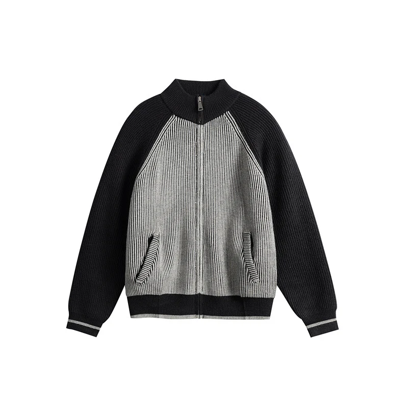 Unisex Gestrickte Zip‑Strickjacke im Raglan‑Schnitt mit hohem Stehkragen und Rippstruktur Nord Taschen