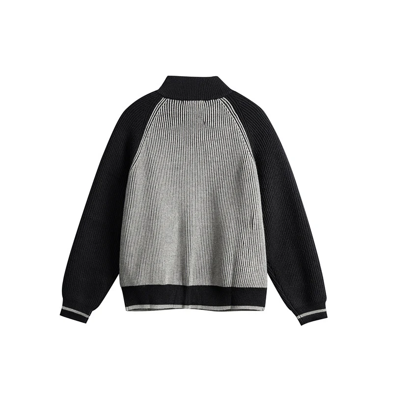 Unisex Gestrickte Zip‑Strickjacke im Raglan‑Schnitt mit hohem Stehkragen und Rippstruktur Nord Taschen