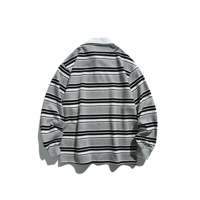 Unisex Gestreiftes Rugby-Polo im Oversize-Cut mit kontrastierendem Hemdkragen Nord Taschen
