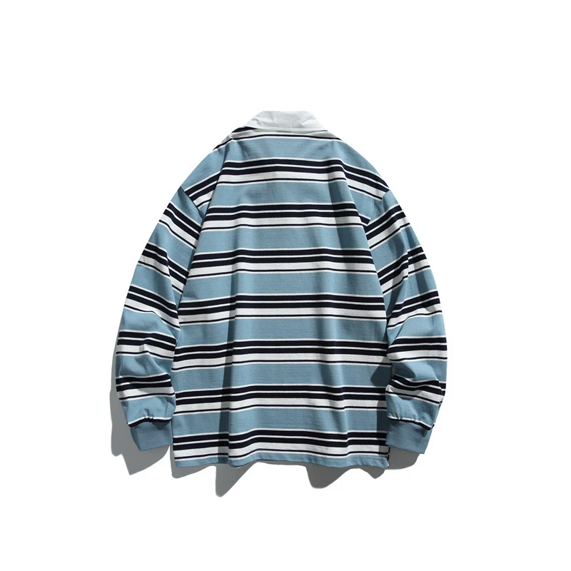 Unisex Gestreiftes Rugby-Polo im Oversize-Cut mit kontrastierendem Hemdkragen Nord Taschen