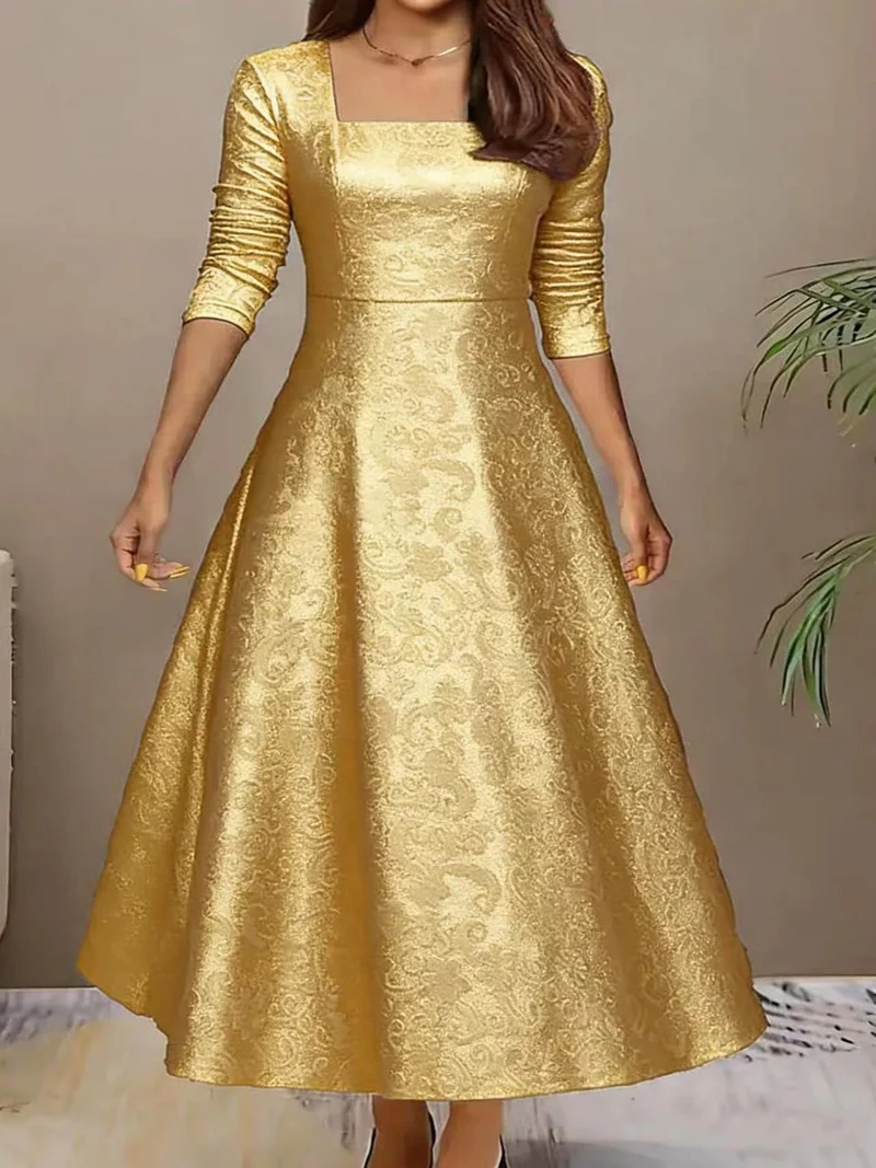 Damen Samtkleid mit quadratischem Ausschnitt und ausgestelltem Tellerrock Nord Taschen