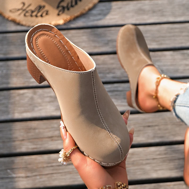 Damen Casual Clogs mit komfortablem Absatz und edlem Wildleder