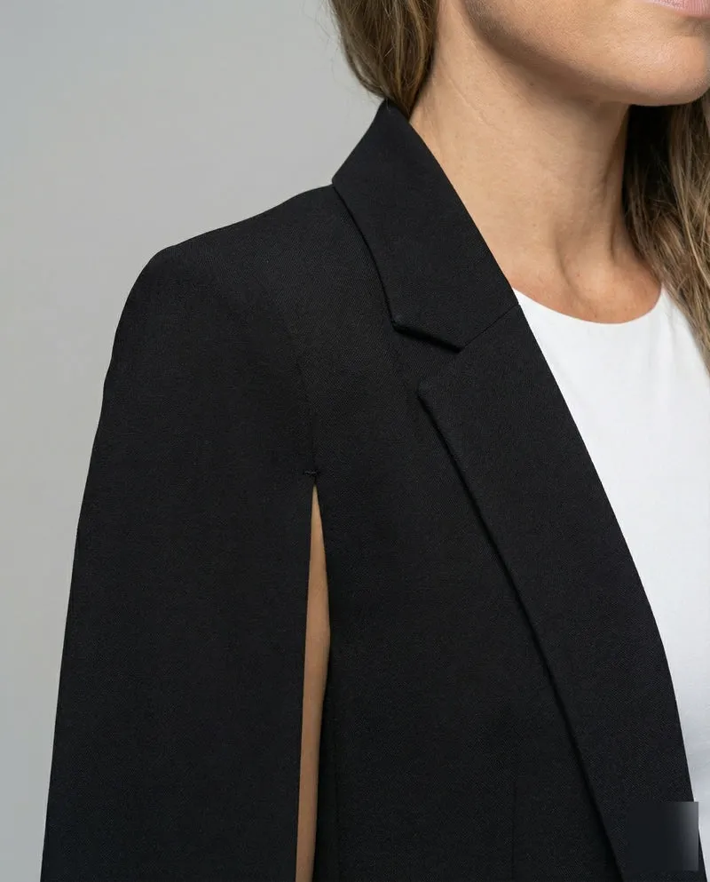 Damen lange Capejacke mit offener Vorderseite und taillierter Passform Nord Taschen