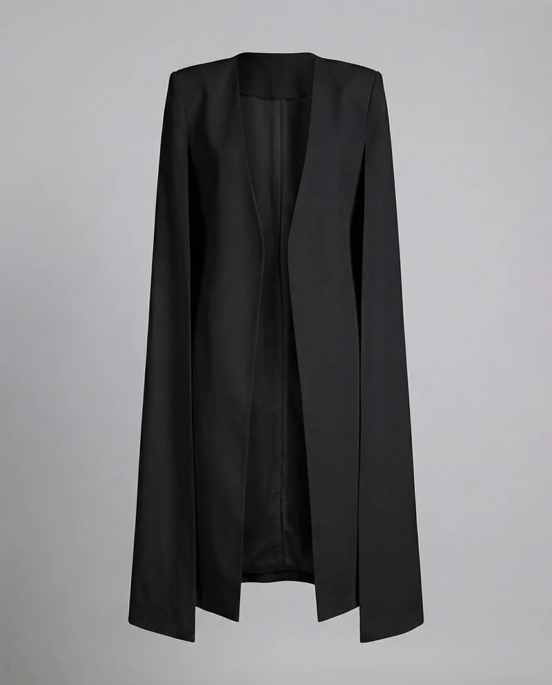 Damen lange Capejacke mit offener Vorderseite und taillierter Passform Nord Taschen