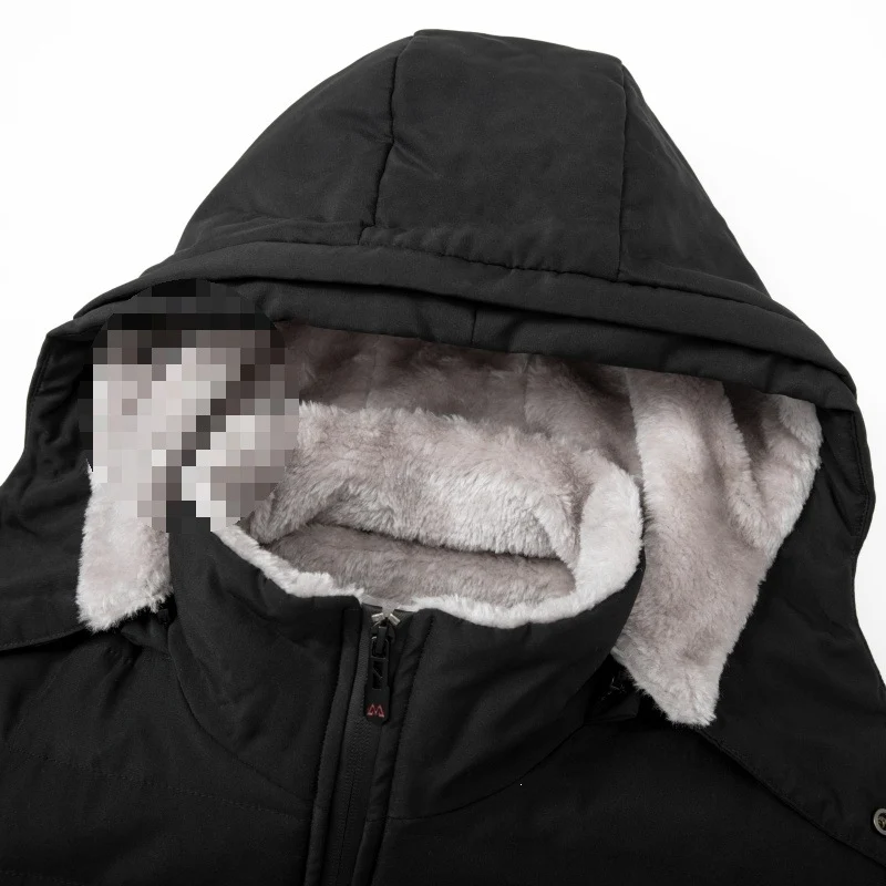 Herren Wattierte Kapuzenjacke mit Teddyfutter, winddichter Außenhülle & Reißverschlusstaschen Nord Taschen