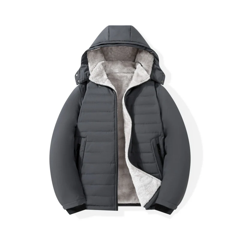 Herren Wattierte Kapuzenjacke mit Teddyfutter, winddichter Außenhülle & Reißverschlusstaschen Nord Taschen