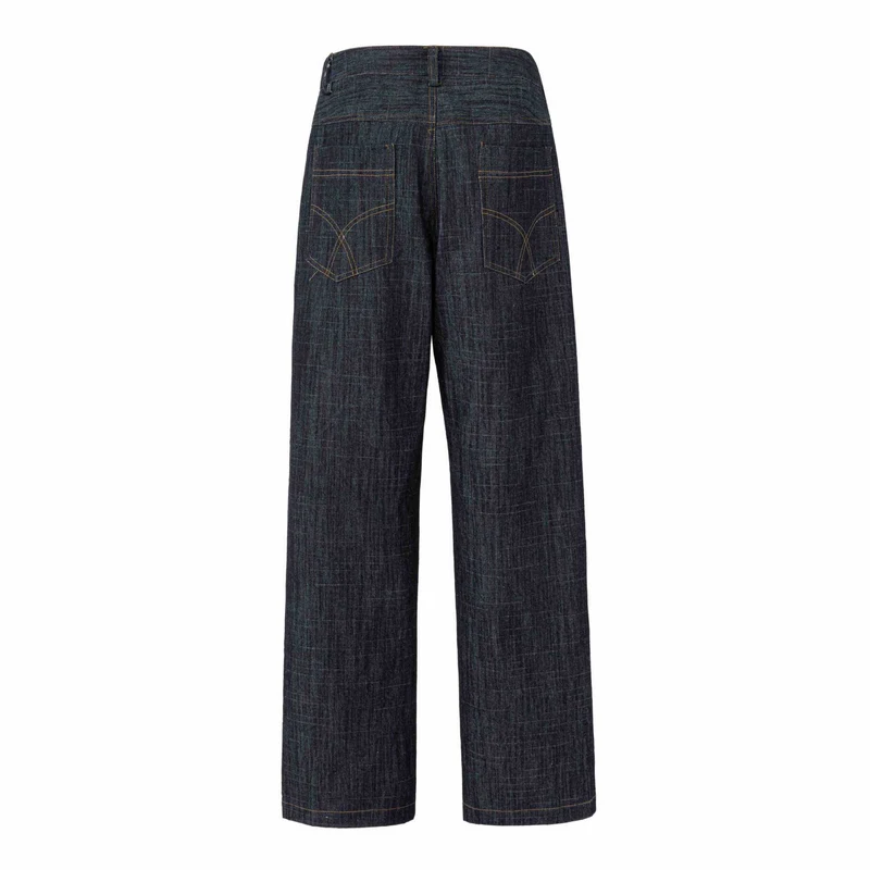 Damen Weite hochtaillierte Jeanshose mit markanter Mittelnaht Nord Taschen