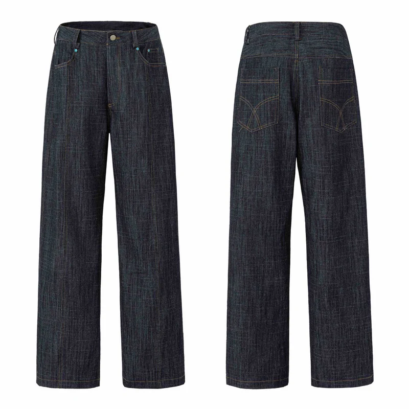Damen Weite hochtaillierte Jeanshose mit markanter Mittelnaht Nord Taschen