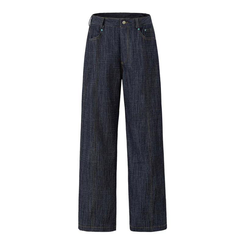 Damen Weite hochtaillierte Jeanshose mit markanter Mittelnaht Nord Taschen