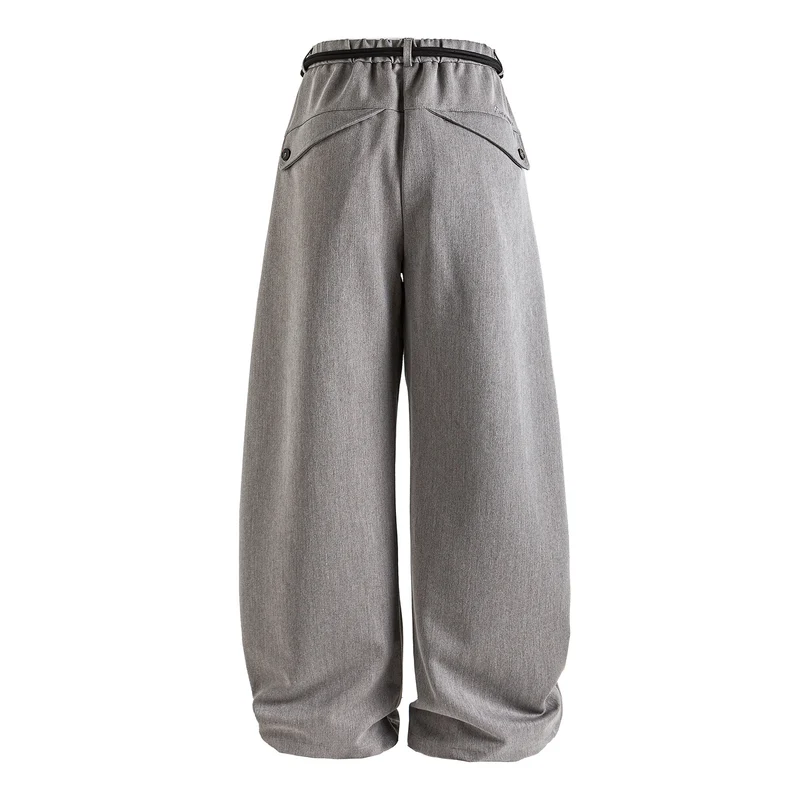 Damen Weite hochtaillierte Jeanshose mit Bundfalten, Kordelgürtel und Culotte-Schnitt Nord Taschen
