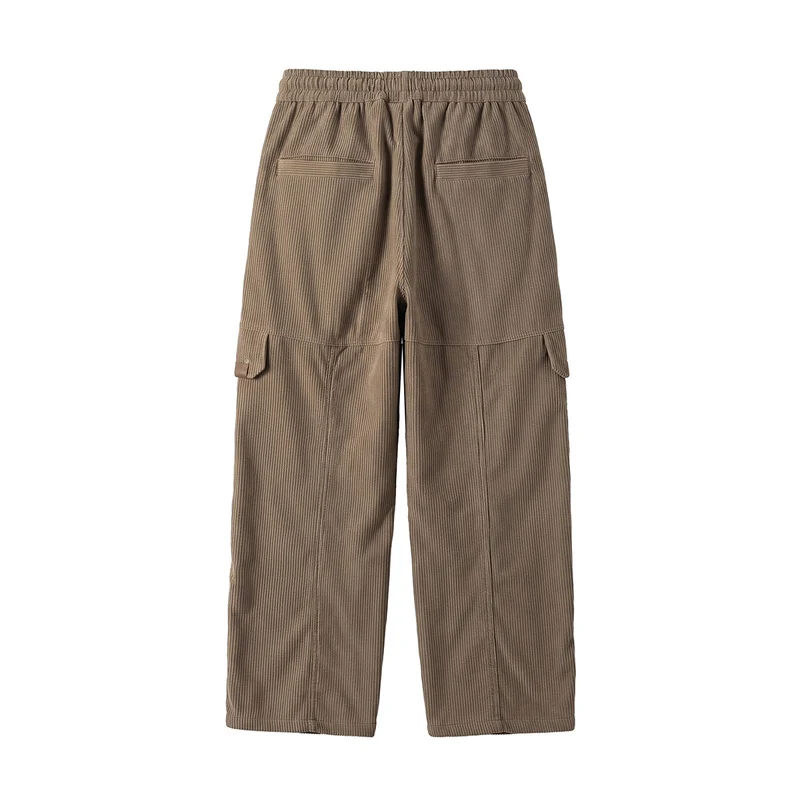 Damen Weite hochtaillierte Cargo‑Hose aus Feincord mit Tunnelzug Nord Taschen