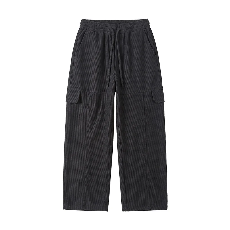 Damen Weite hochtaillierte Cargo‑Hose aus Feincord mit Tunnelzug Nord Taschen