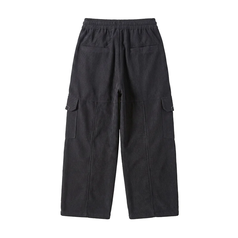 Damen Weite hochtaillierte Cargo‑Hose aus Feincord mit Tunnelzug Nord Taschen