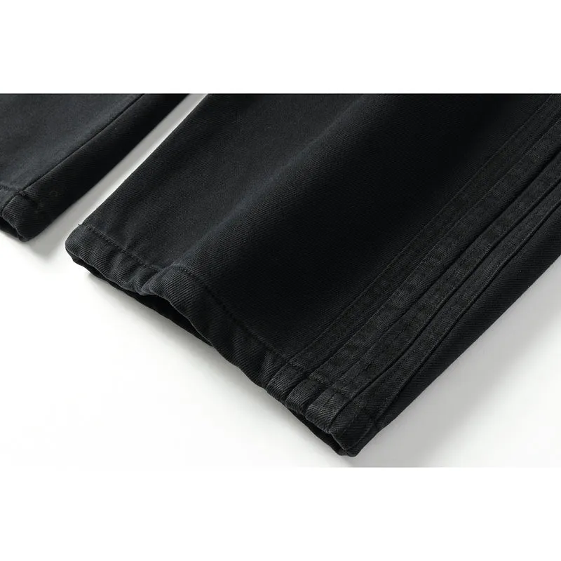 Damen Weite hochgeschnittene Jeanshose mit elastischem Bund, Kordelzug und Ziernähten Nord Taschen