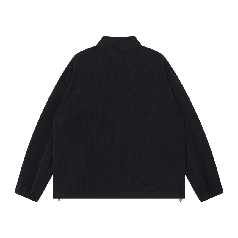 Unisex Oversize Halbzip-Pullover aus Cord‑Mix mit Brust-Reißverschlusstasche und Kordelzugsaum Nord Taschen