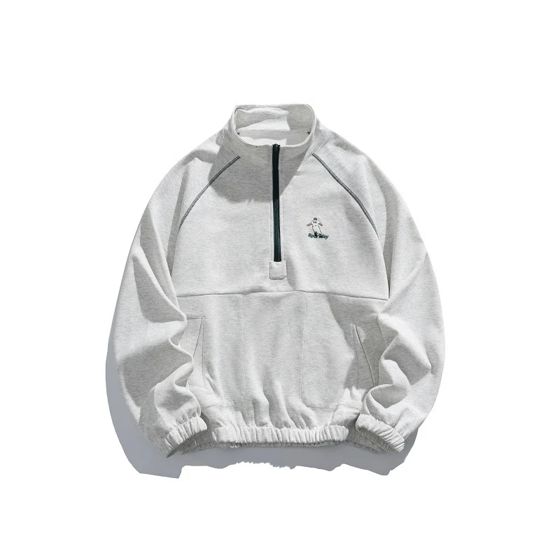 Unisex Oversize-Halbzip-Fleecepullover mit Stehkragen, Raglanärmeln und Kängurutasche Nord Taschen