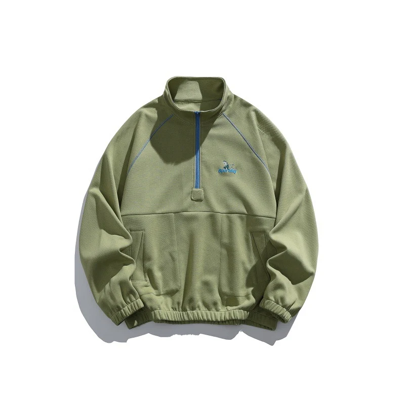 Unisex Oversize-Halbzip-Fleecepullover mit Stehkragen, Raglanärmeln und Kängurutasche Nord Taschen