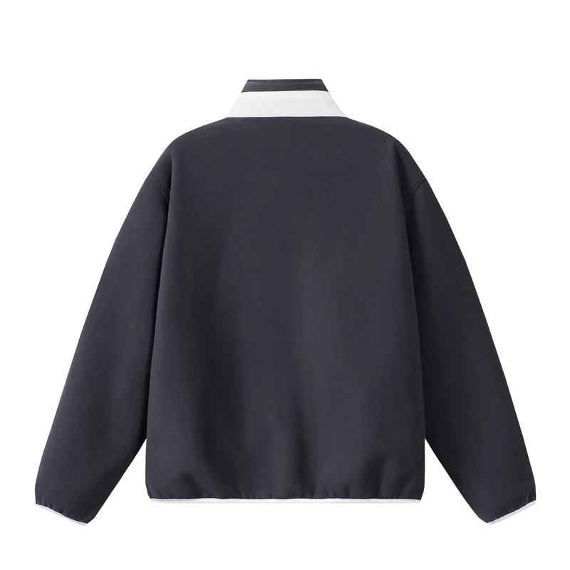 Unisex Oversize Fleece-Zipjacke mit Stehkragen und Kontrastpaspel Nord Taschen