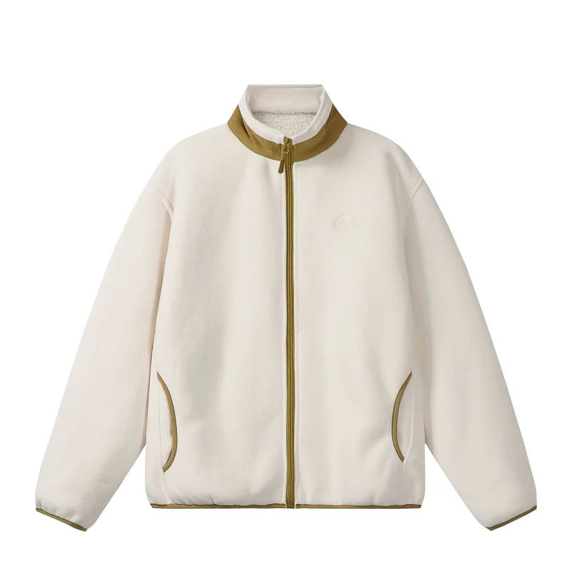Unisex Oversize Fleece-Zipjacke mit Stehkragen und Kontrastpaspel Nord Taschen
