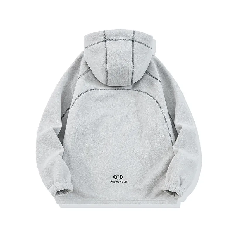 Unisex Oversize Fleece-Kapuzenjacke mit Kontrastnähten und Reißverschlusstaschen Nord Taschen